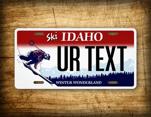 لوحة ترخيص مخصصة للتزلج Idaho Winter Wonderland مقاس 6 × 12 علامة تلقائية مخصصة