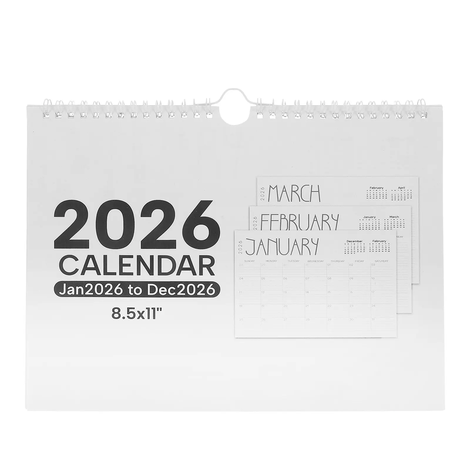 

2026 Wall Calendar Monthly Planner Twin Wire Binding Thick Paper Hanging Yearly Office Home Vertical Display Tear-Off Large
