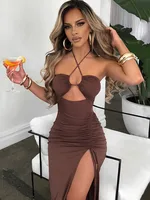 Sans manches Sexy femme Midi dos nu robes mince boîte de nuit fête femmes robe moulante robes Elegantes Para Mujer 6