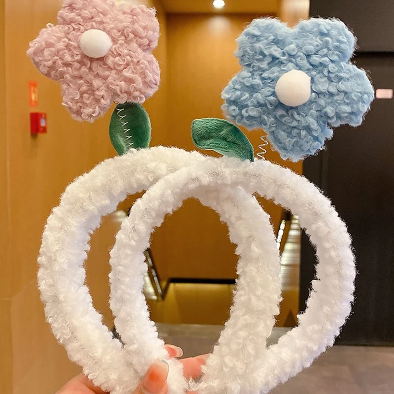 Creative Lamb Plush Flower Hairbands For Girl Woman Cute Korean Headwear Head Hoop Headbands Hair Accessories Ornaments