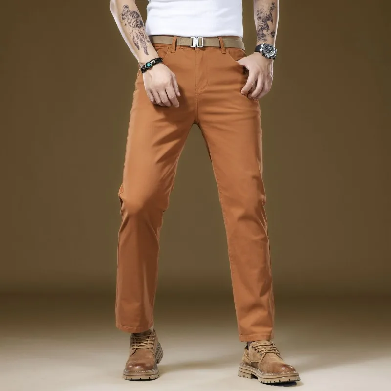 

Модные мужские однотонные брюки высокого класса, деловые повседневные мешковатые брюки, осенние облегающие прямые брюки, удобные брюки с карманами