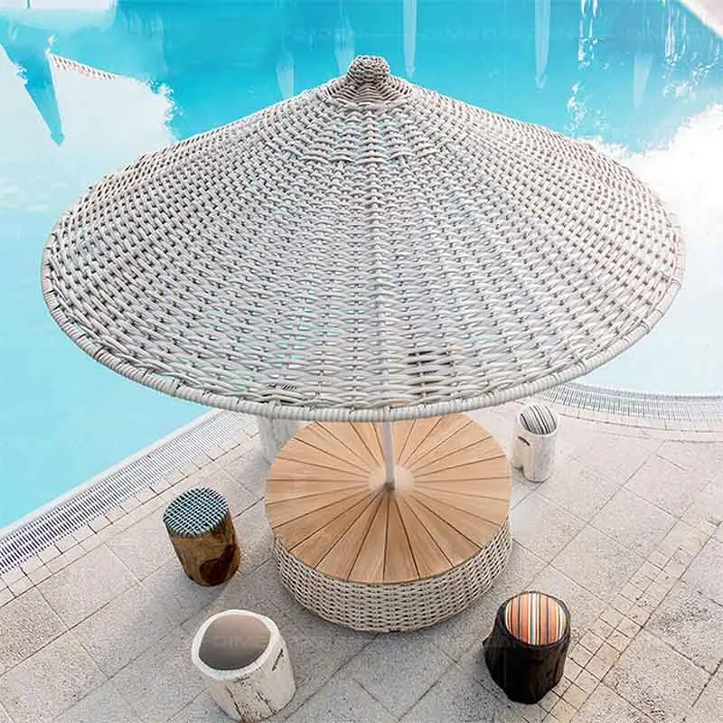Creative Modern Square Outdoor Waterproof Plastic Base Beach Hotel Swimming Pool Courtyard Camping Umbrella Dewell Living 2.4m