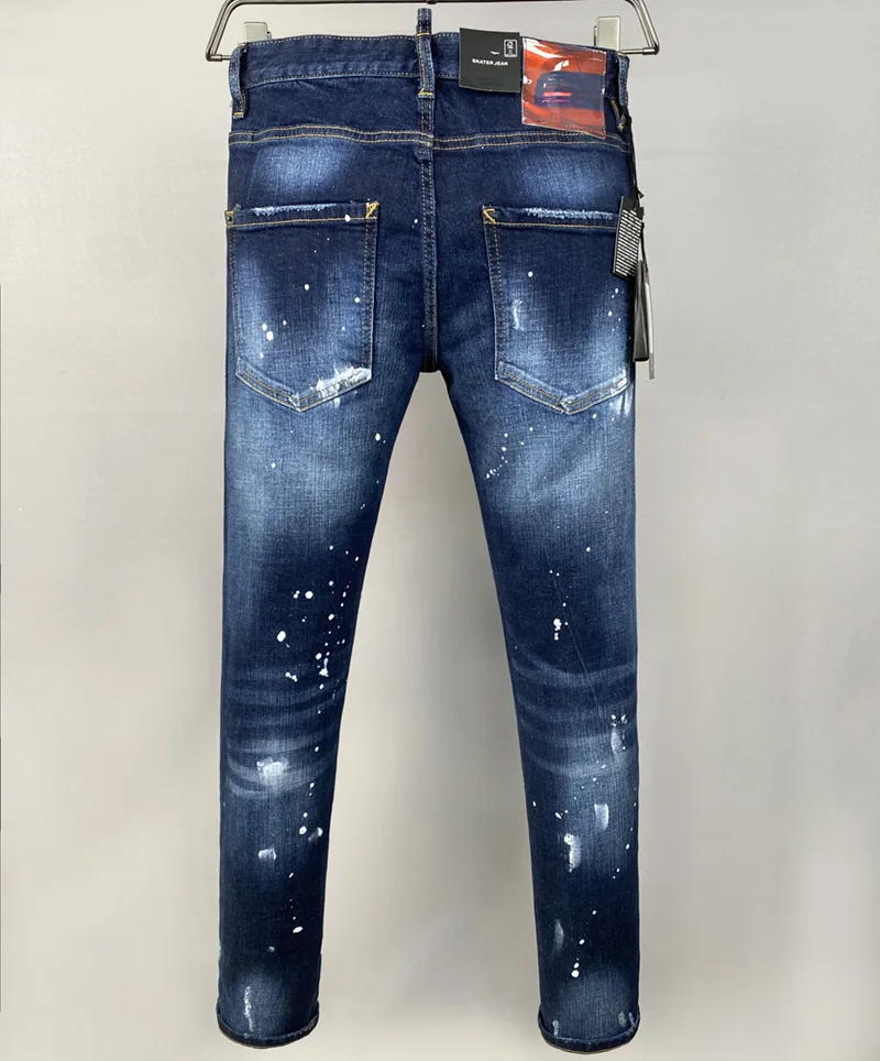 new design style D2 Men Jeans Coolguy Long Pants Straight Multiple Pockets Hole SLIM blue top quality DSQ2 jeans pant