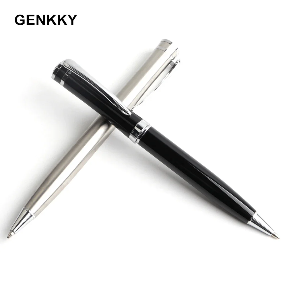 Genkky Office Metal Ballpoint Pen Stainless Steel Material Rotating Style Ball Pens For School Office Gift Stationery Supplies