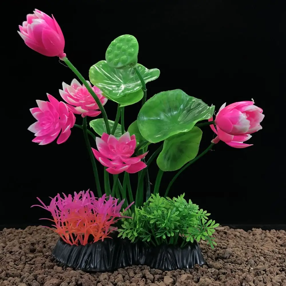 Plantas acuáticas de plástico, 2 uds., creativas, vívidas, flores de loto falsas, algas artificiales simuladas, hierba de agua para sala de estar