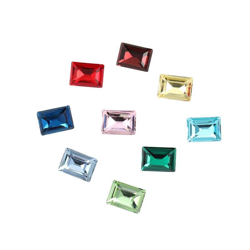 Rectangle Rhinestones for Clothing Accessories Pointback Glitter Glass Glue on Gem DIY Charms Strass Beads Decoration 10x14mm