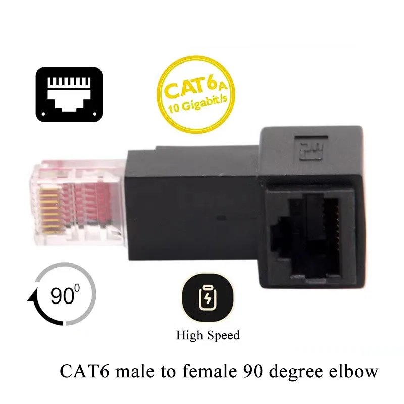 Rotating RJ45 Cat6a Ethernet Cable 10G 360 Degree Right Angle Class 8 RJ45 Broadband Line Elbow RJ45 360 Degree Roating Adpater