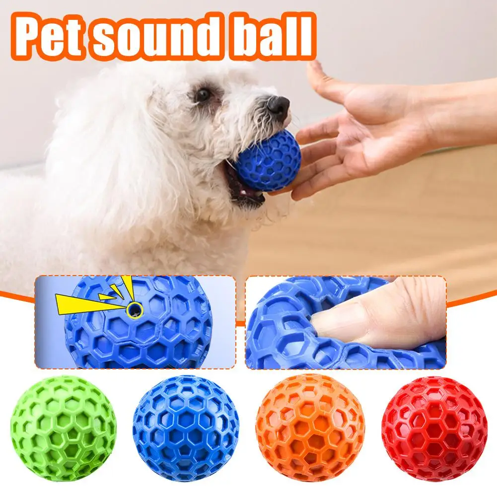 Dog Squeaky Honeycomb Balls Toys Chew Teeth Cleaning Grinding Rubber Balls Pet Products Dog Natural Toys H9g2