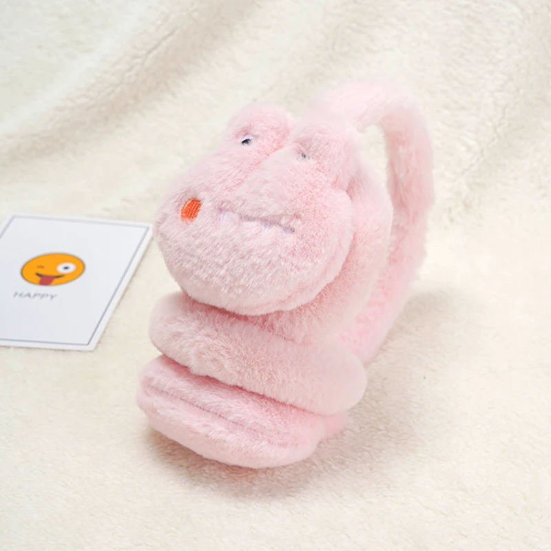 Детские зимние аксессуары, теплые наушники для мальчиков и девочек, милый динозавр, оранжевый плюшевый чехол для ушей, наушники