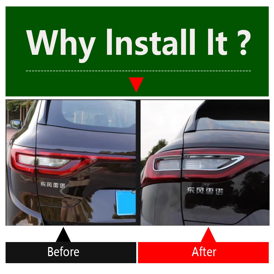 

ABS Chrome Car Rear Tail Light Protection Trim Rear Lamp Cover Fit For Renault Koleos / Samsung QM6 2016 2017 - 2021 Accessories
