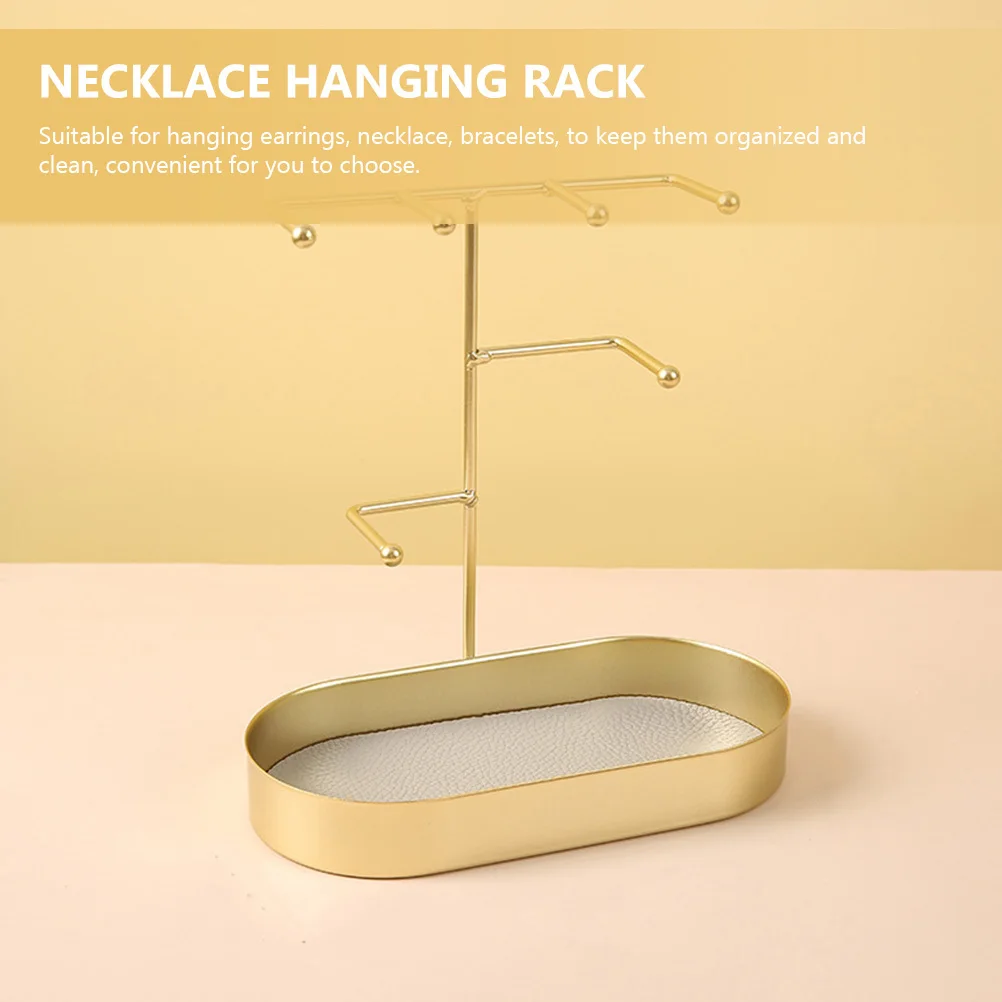 

Metal Display Stand, Earring Holder Organizer With Storage Trays, Necklace Bracelet Rack For Home Counter Jewelry Shop,