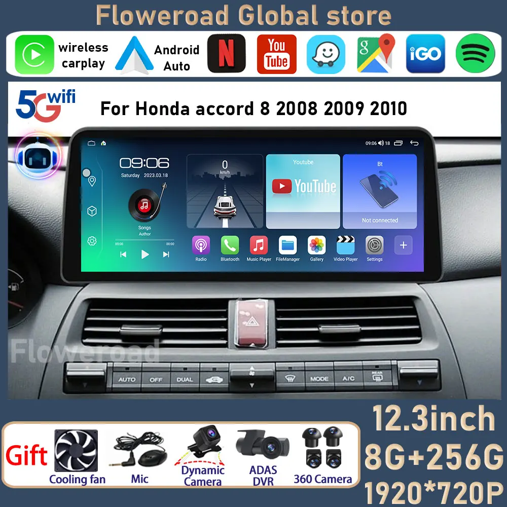 

Android For Honda accord 8 2008 2009 2010 Carplay Android Auto Car Multimedia Player Navigation Head Unit GPS Autoradio Audio