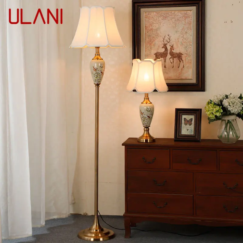 ULANI Chinese Ceramics Floor Lamps Standing LED Modern Creative Fashion Table Light For Home Living Room Bedroom Bedside