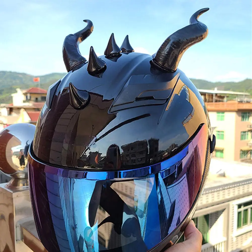 Helm listrik sepeda motor, kepribadian kreatif dekorasi stiker Cosplay sepeda motor aksesoris tanduk setan helm Styl P4Y1