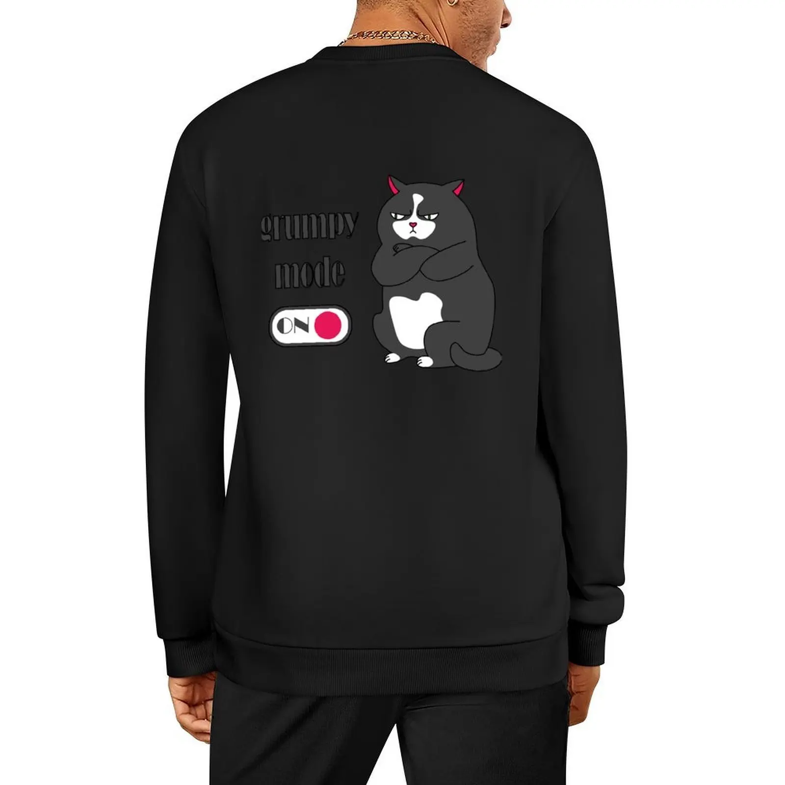 

Grumpy mode on fat cat Pullover autumn mens clothing men's winter sweater men's sweat-shirt sweatshirt for men