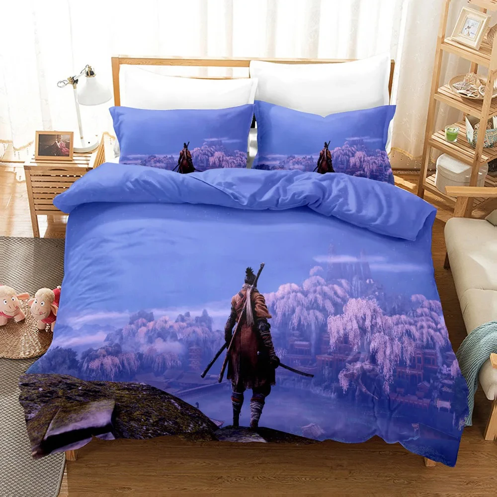 

3D Print S-Sekiro Bedding Set,Duvet Cover Comforter Bed Set Quilt Cover Pillowcase,King Queen Twin Size Boys Girls Adults