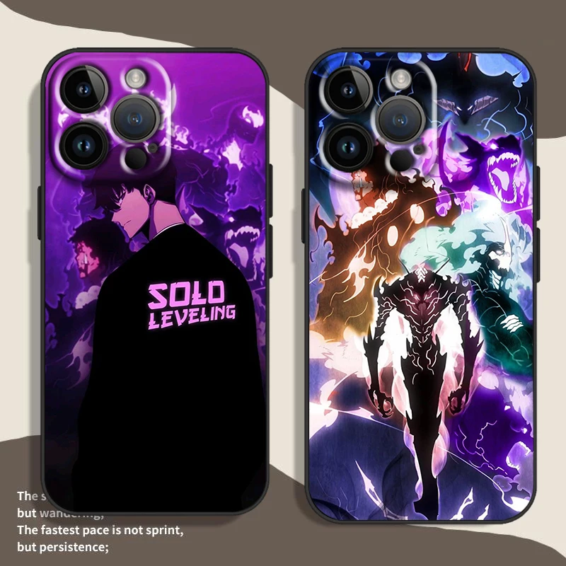 Solo Leveling Hot Comic For Apple iPhone 15 14 13 12 11 XS XR X 8 7 Pro Max Plus Mini Shockproof Soft Black Phone Case