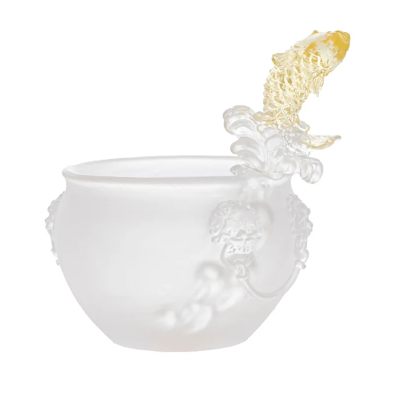 Golden scale Yueqiong pool  handmade tea  tea cup light luxury master  ancient glass tea cup