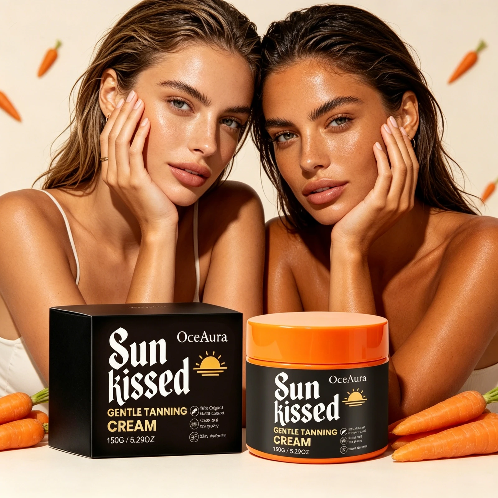 Sunless Carrot Tanning Moisturizer Cream Silky Nourish Dry Natural Bronze Glow Even Tan Tone Streak Free Body Self Tanner Lotion