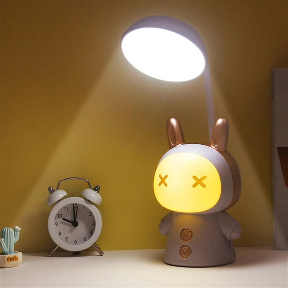 Cute LED Desk Lamp With USB Charging Port, 360 ° Universal Adjustment Dimmable Reading Lamp For Children's Birthday Gifts