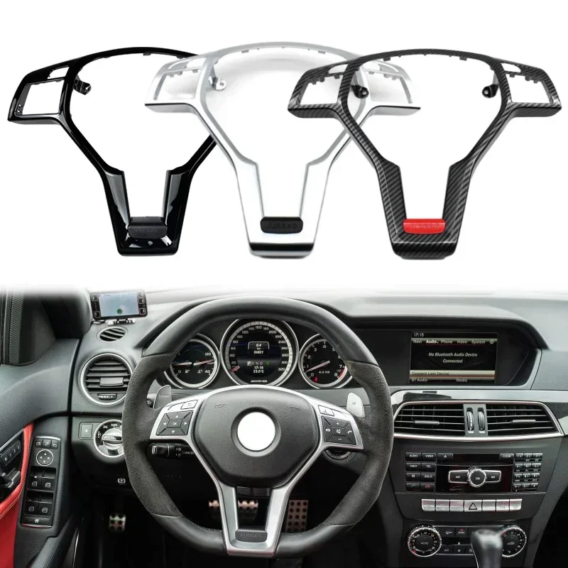 

For Mercedes-Benz A C E Class W176 W204 C63 W212/W207 E63 Car Steering Wheel Panel Cover Trim Auto Stickers Decor Accessories