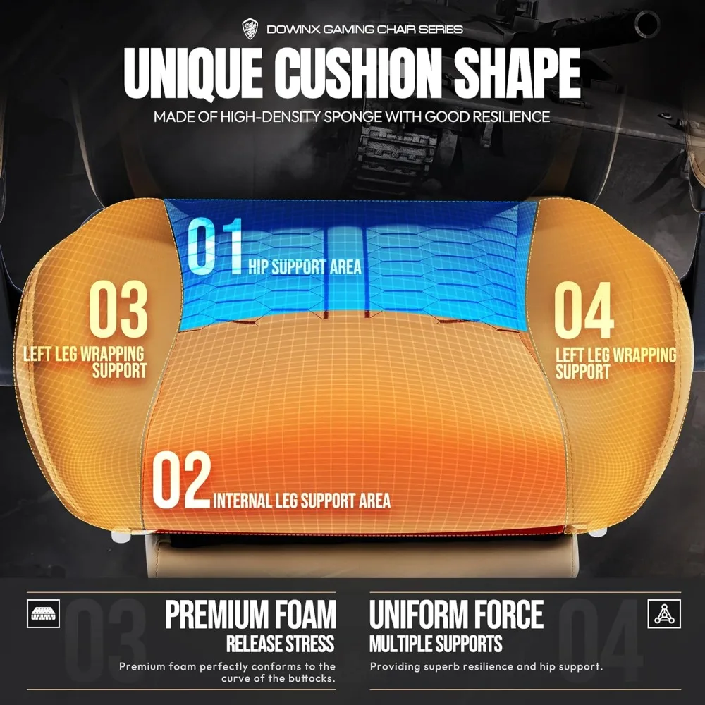 كرسي ألعاب مريح مع تدليك ساخن ودعم قطني، كامل مع مسند للقدمين ووسادة زنبركية للجيب