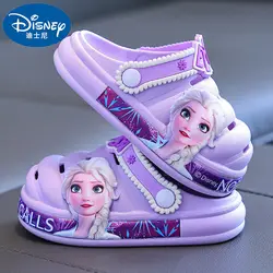 Disney zapatillas de verano para niñas, sandalias antideslizantes de suela suave, zapatillas de princesa Elsa Baotou transpirables para playa