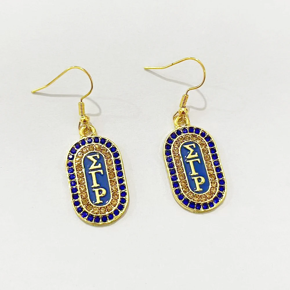 Sigma Gamma Rho Greek Logo Letter Oval Pendant Earrings