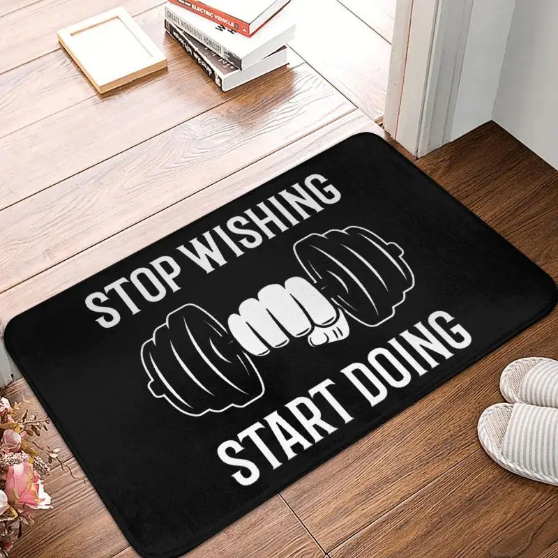 Stop Whining Start Doing Gym Life Doormat Non-Slip Entrance Kitchen Door Floor Mat Bodybuilding Quote Bedroom Rug Carpet