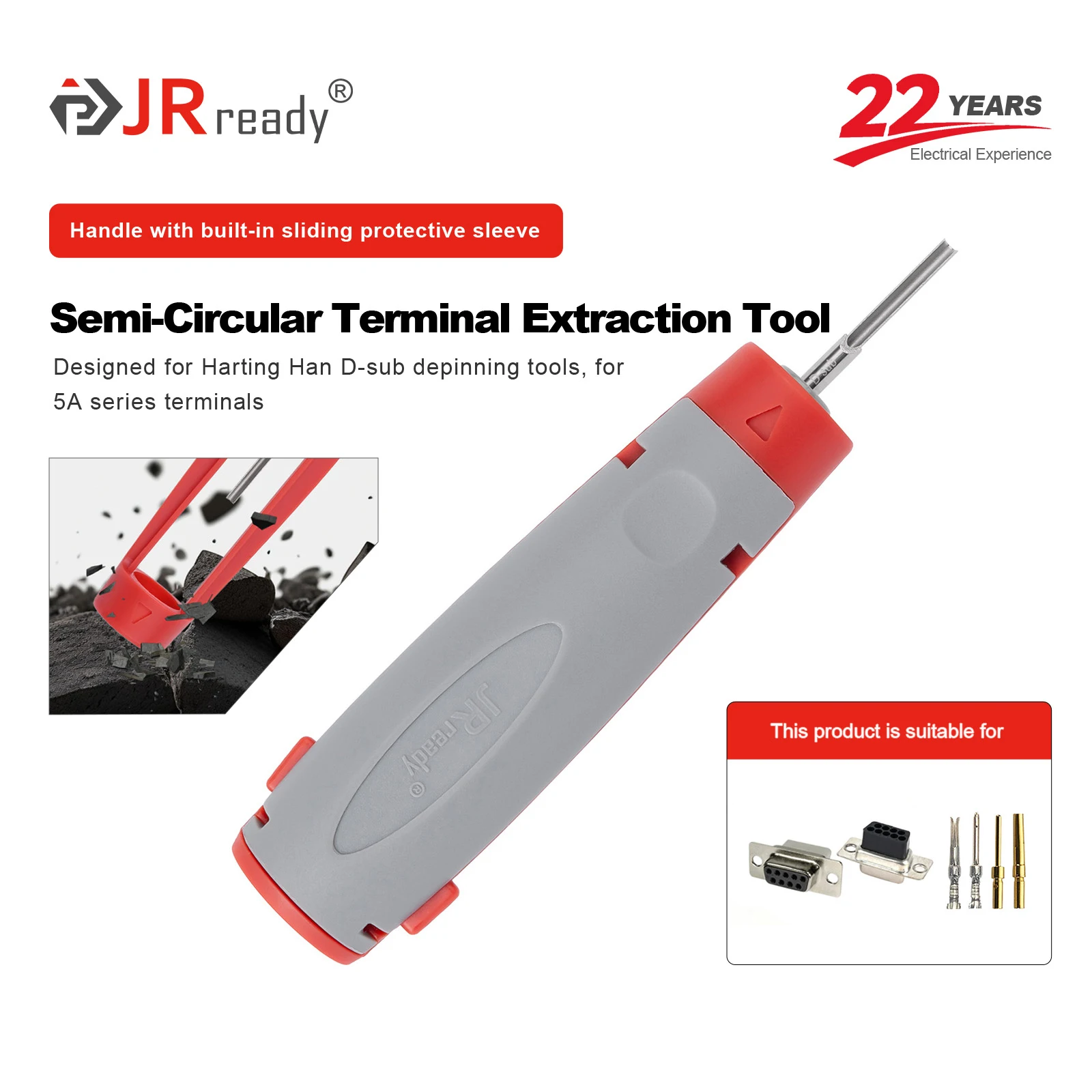 JRready JRconDRK-D Sub Pin Type Pin Extraction Tool Applicable to Harting Han D-sub Series 5A Terminals