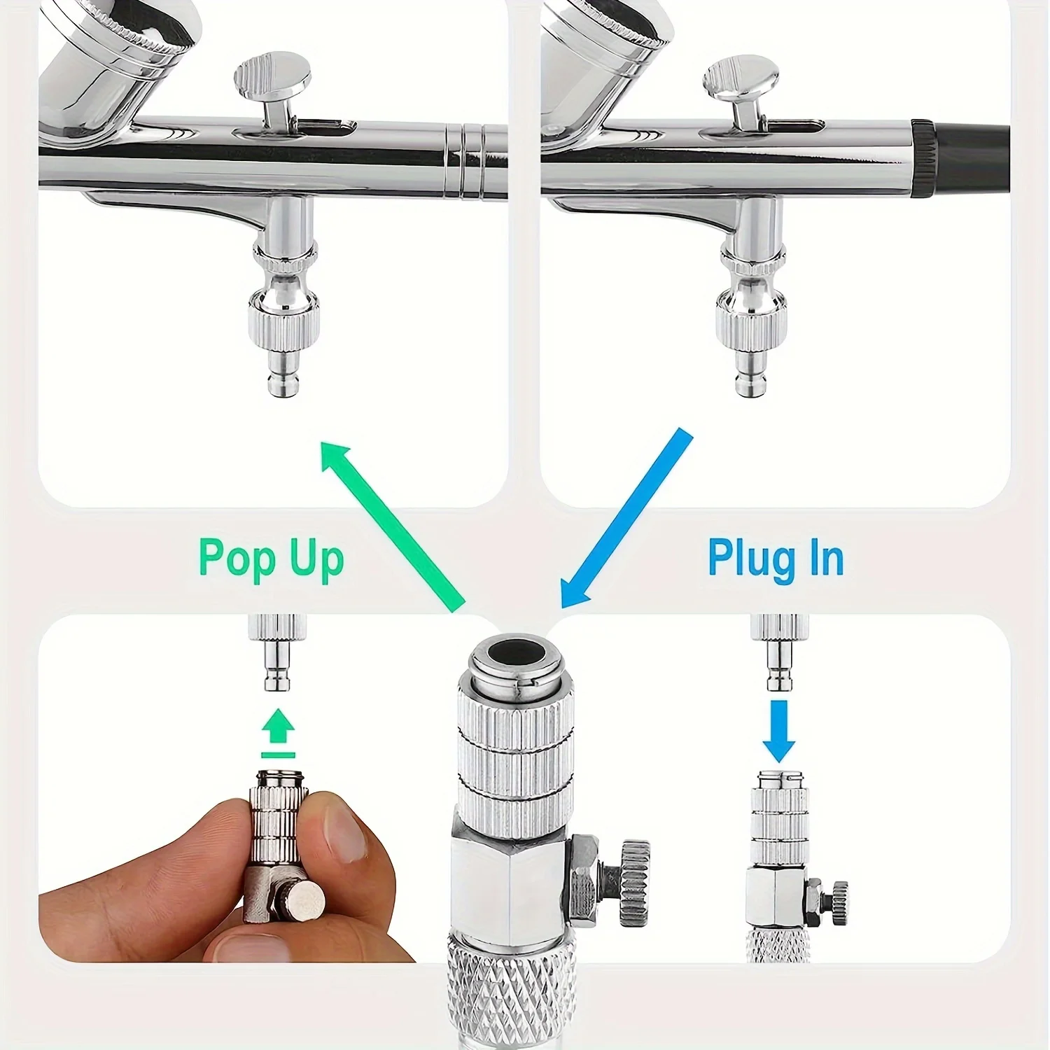 Airbrush-Schnellkupplung, Entkopplungsstück & Regleradapter mit 4 Anschlüssen, einfache Installation & schnelle Demontage – Detail 6