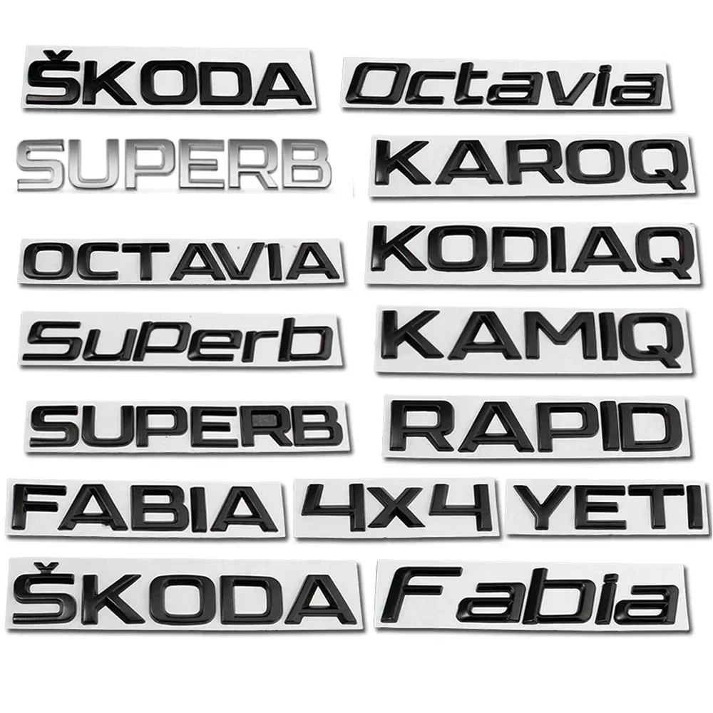 

Car Rear Trunk Letters Logo Emblem Sticker for Skoda 4x4 Logo Rapid Octavia Fabia Laura Superb VRS Yeti Kodiaq Karoq Accessories