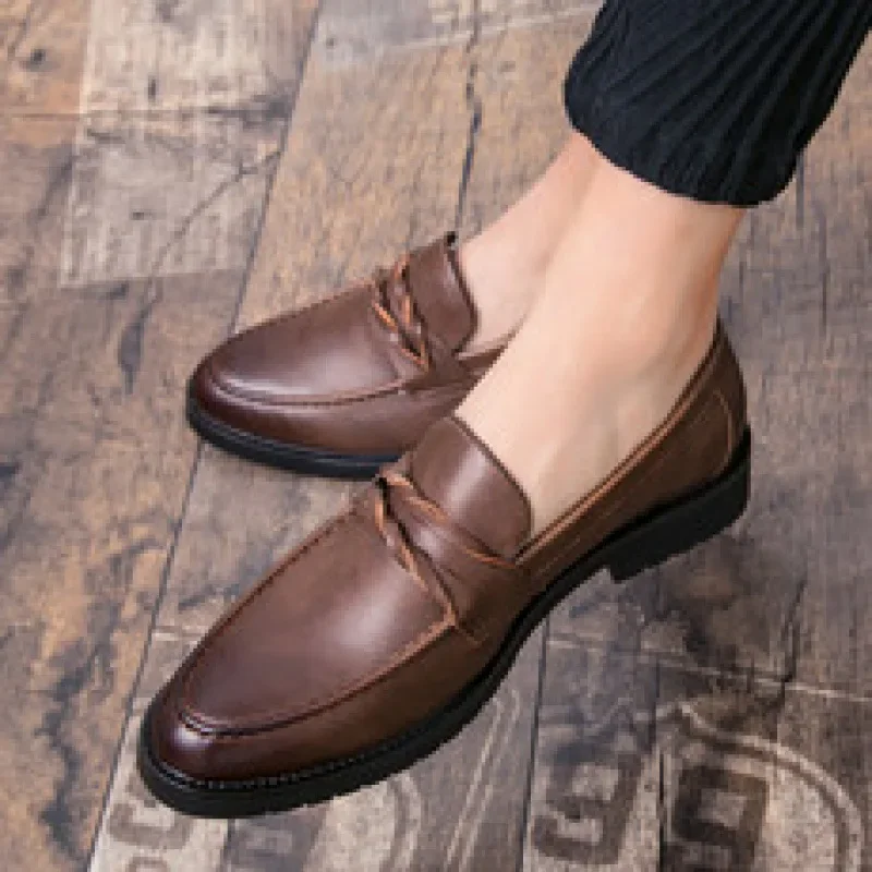 이탈리아 스타일 클래식 더비 슈즈 남성 수제 가죽 레이스업 단색 히잡 오피스 웨딩 드레스 슈즈