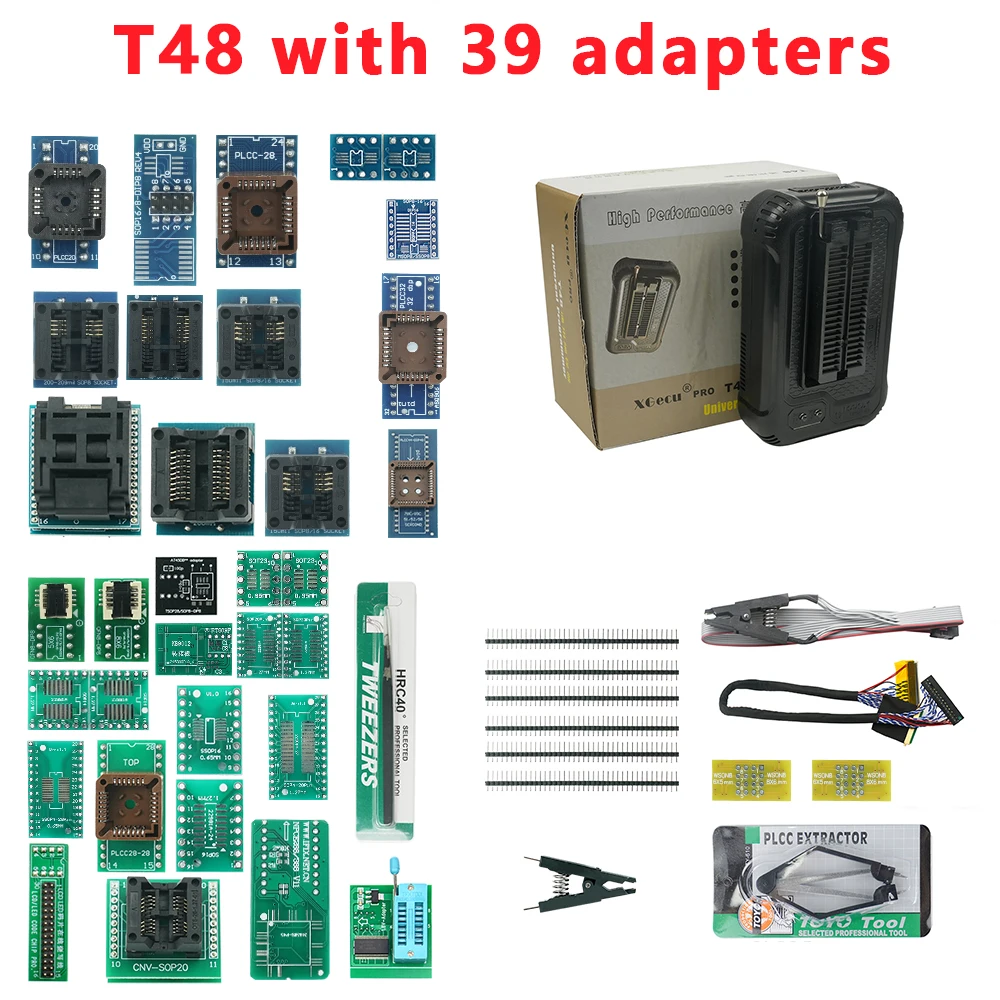 

Бесплатная доставка, T48 (Φ) программатор + 39 адаптеров, поддержка 32000 ICs для SPI/Nor/NAND Flash BIOS MCU EEPROM AVR PIC, 100% оригинал