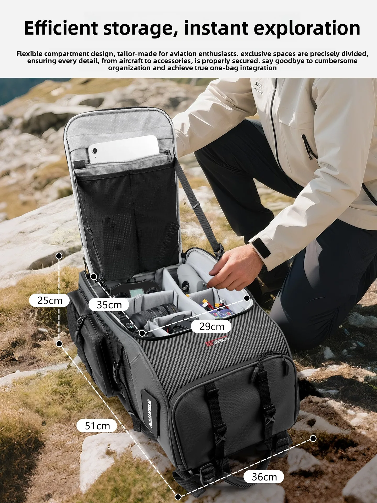 Waterproof Large‑Capacity FPV Drone Camera Integrated Backpack Photography Storage Travel Bag Compatible with DJI