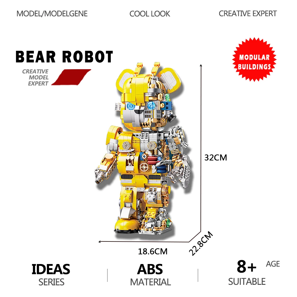 

Ideas Mechanical Bear Building Blocks 3D Half-Body Model Bee Robot Bricks Violent Bear Creative Expert Toys For Children Gifts
