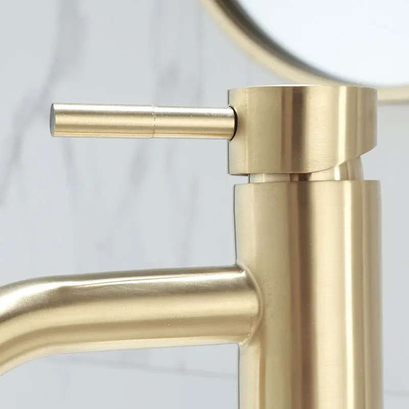 Sijie Noah brushed gold 304 stainless steel faucet Nordic light luxury single hole bathroom basin faucet gold