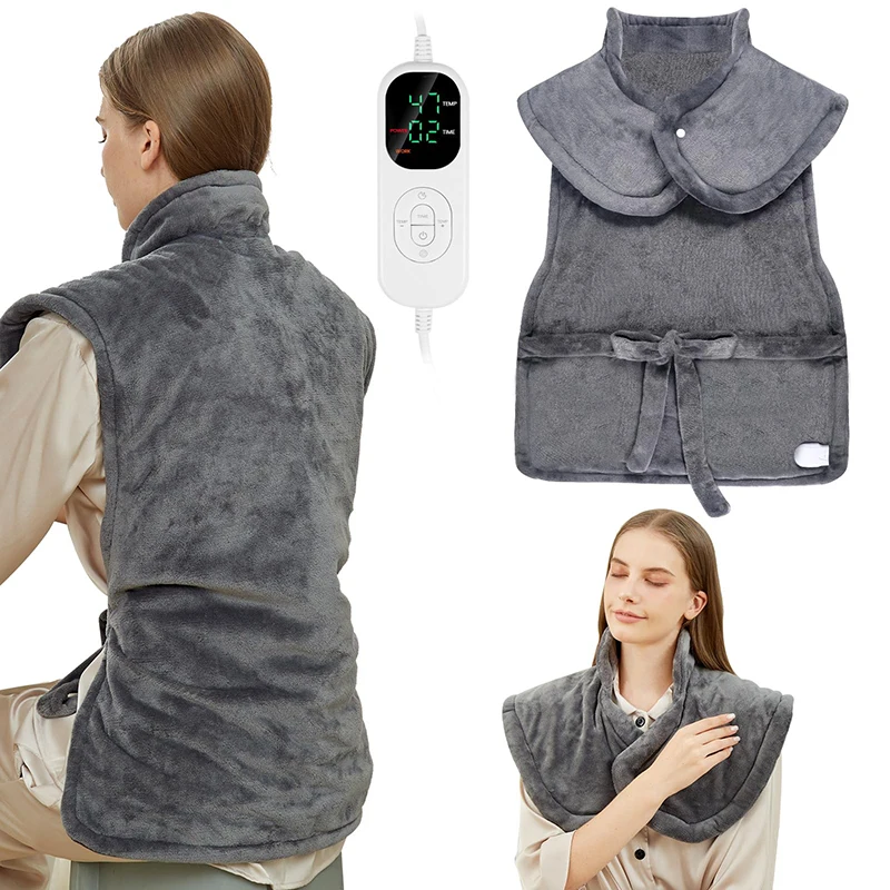 Electric Weighted Heating Belt for Neck Shoulder Back 8 Heat Modes 6 Timing Settings Warm Relief Heating Pad  z