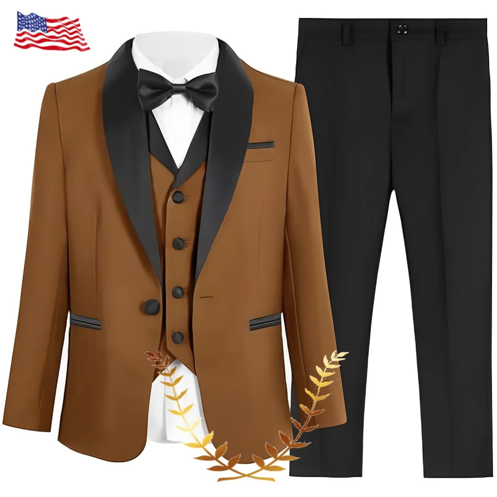 

Formal Suit for Boys Festival Wedding Tuxedo Lapel Jacket Pants Vest 3-piece Set 2-16 Years Old Kids Fashion Clothes