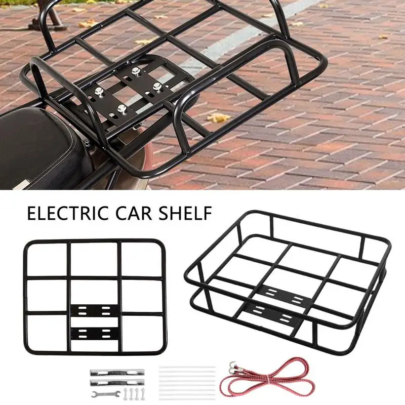 Rear Bike Rack Metal Rear Bike Basket Waterproof Bicycle Rear Frame Multi-purpose Basket For Takeaway Delivery Quick Mounting