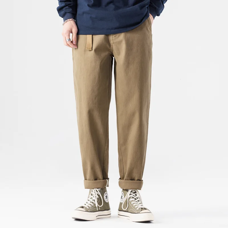 

Легкие роскошные японские брюки с девятью точками, мужские 2024, слегка свободные драпированные дышащие удобные эластичные повседневные брюки