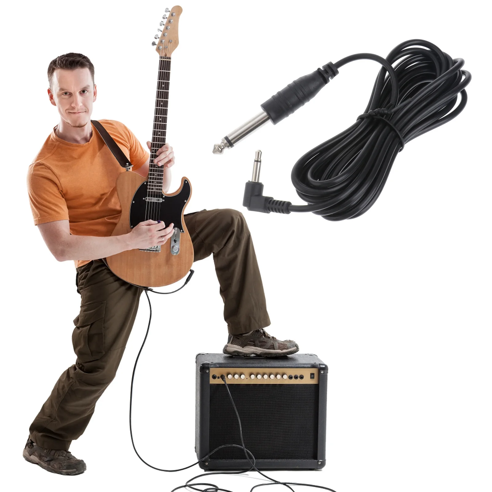 

3 Meter .5Mm To 6.35Mm Audio Cable For Electric Guitar Bass Organ Power Amplifier Microphone Speaker Computer Tin Plated