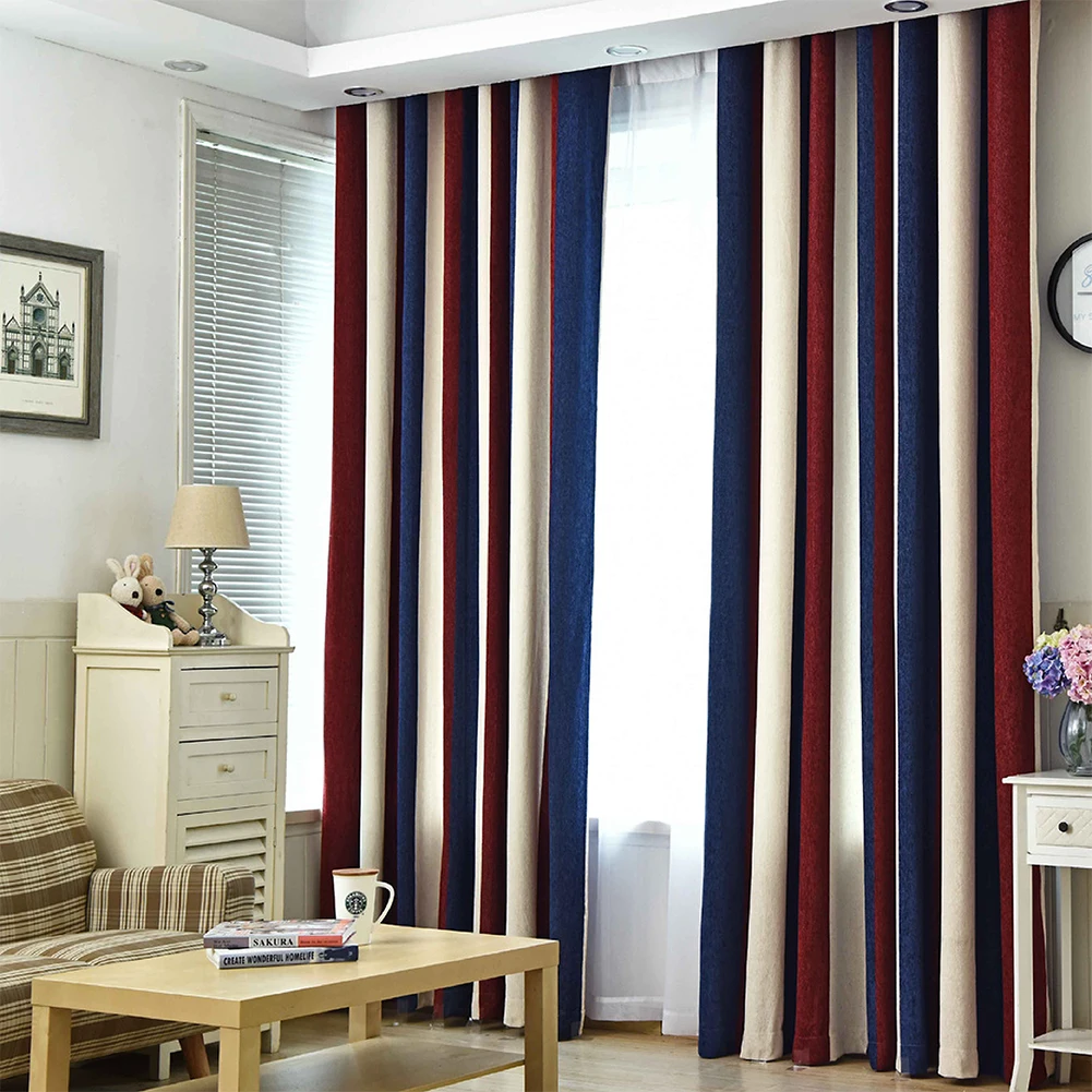 

LOZUJOJU 80-90% High Blackout Curtains Chenille Striped Blackout Cloth Is Heavy High Gram Weight Is Suitable for Study Living