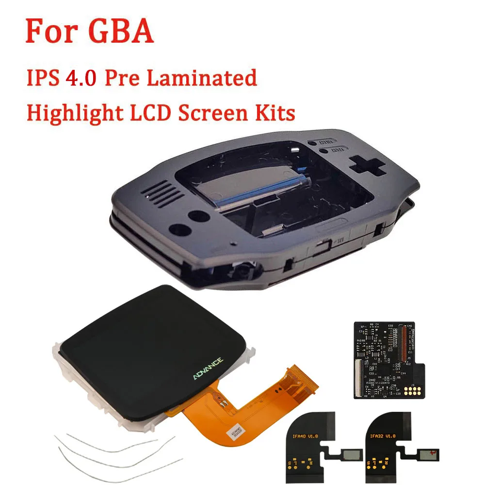 IPS V4 Pre Laminated Screen LCD Kits for GBA Highlight IPS LCD Screen Kit with Custom Housing Shell Support 15 Levels Brightness