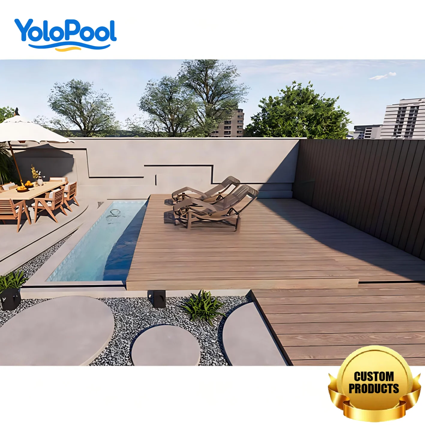 Stainless Steel Swimming Cover Remote Control Open Close Dustproof Heat Insulation for Private Villa Outdoor Pool Customizeable