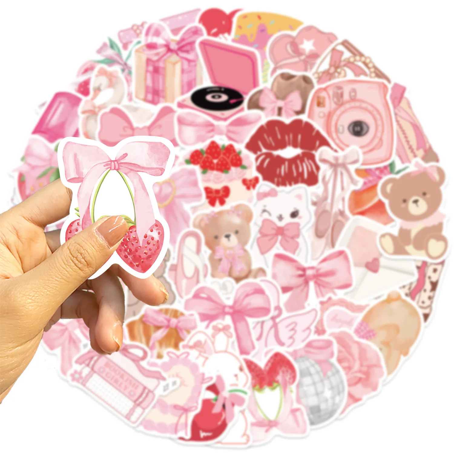 

10/50PCS Cartoon Pretty Pink Object Stickers Aesthetic Graffiti Waterproof Decal Toy Personalized Decoration Phone Case Guitar