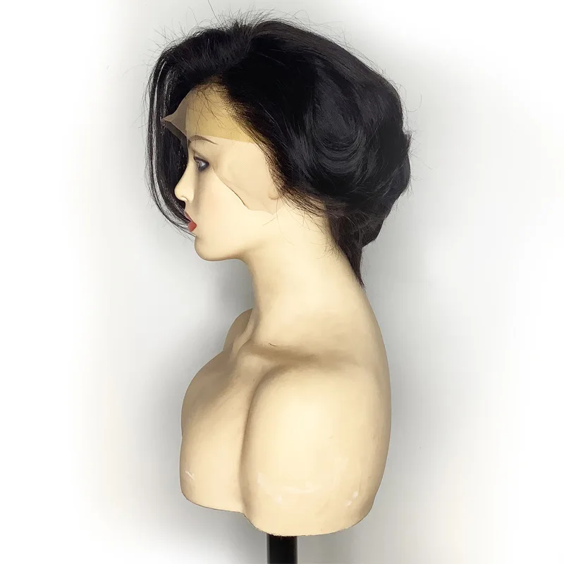 Real hair headgear lace wig cover semi-mechanism natural color fake long straight dye