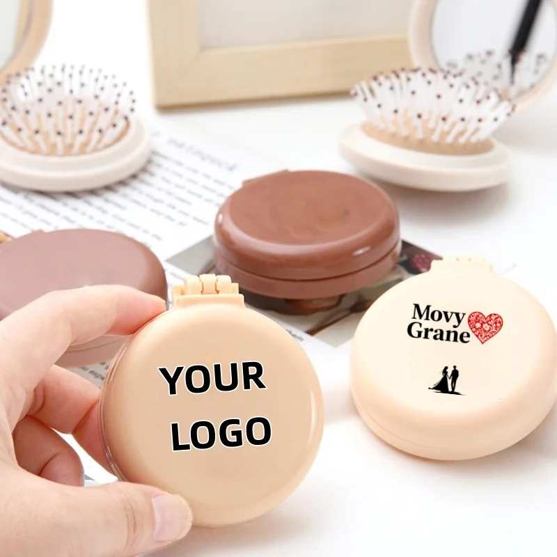 【Logo Custom】50Pcs Customized Mini Cute Cartoon Folding Airbag Comb Beauty Salon Enterprise Customization and Wholesale
