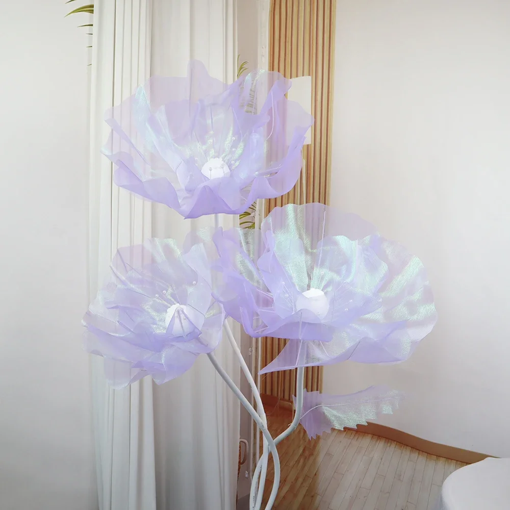 Silk Poppy Artificial Yarn Flower Wedding Outdoor Party Decoration Wreath Flores Branch Photography Props Giant Gauze Flowers