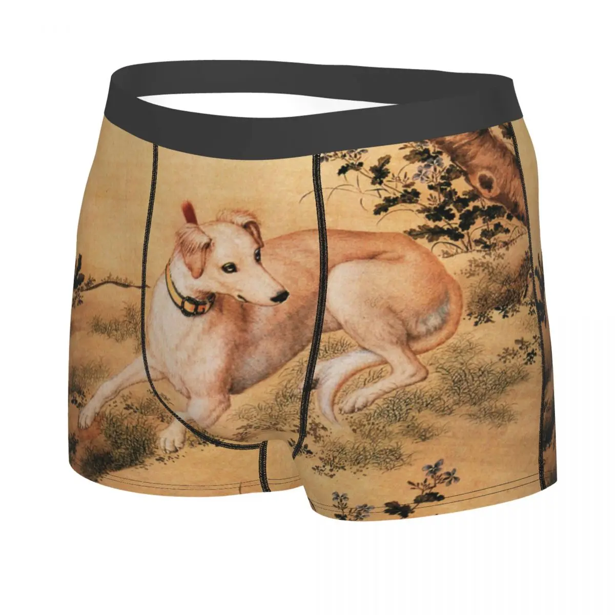 Greyhound Whippet Dog Boxer Shorts For Homme 3D Printed Vintage Chinese Style Painting Underwear Panties Briefs Soft Underpants